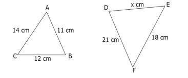 Triangle ABC is similar to triangle DEF. What is the value of x in centimeters?

A. 17 cm
B. 16.5