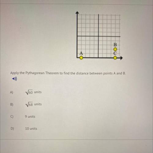 Apply the Pythagorean Theorem to find the distance between points A and B