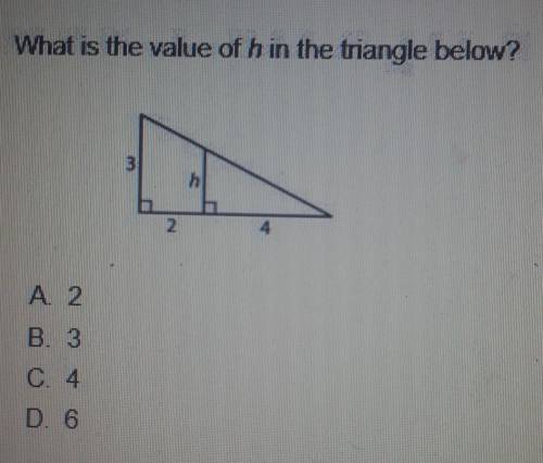 What is the value of h in the triangle below?​