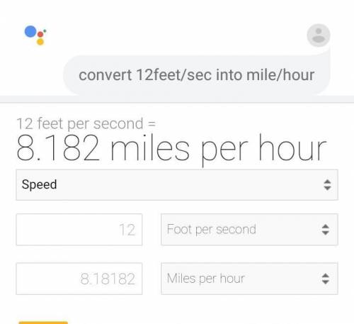 Sam’s average speed when running in a marathon is 12 feet per sec (12 ft/sec). Find his average spee