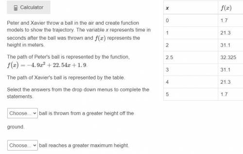 PLZ HELP!!

Peter and Xavier throw a ball in the air and create function models to show the trajec
