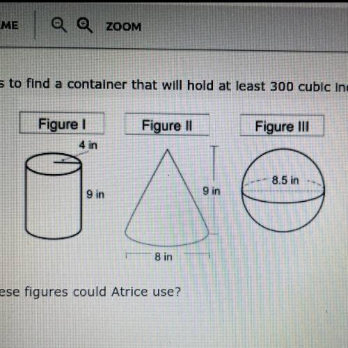 Atrice needs to find a container that will hold at least 300 cubic Inches of water. Which of these