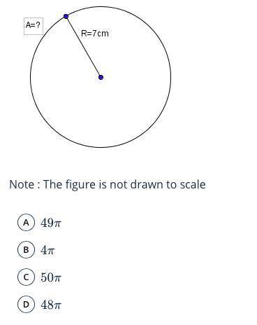 The radius of the circle is 7cm. What is the area of the circle in cm2? Leave the answer in pi.