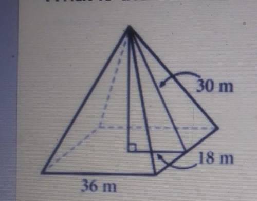 What is the surface area of the square pyramid? 3,456 m2 2,160 m2 9.984 m2 1,296 m2​