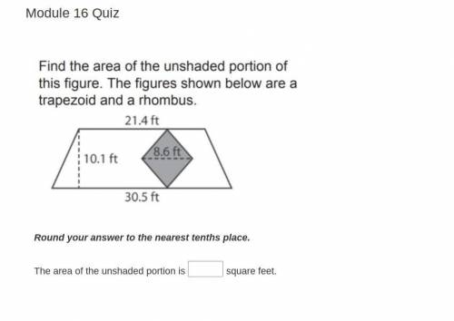 Find the area of the unshaded portion of this figure. The figure shown below are a trapezoid and a