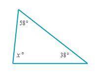 Find the value of X given 2 angles, 58 and 38.
