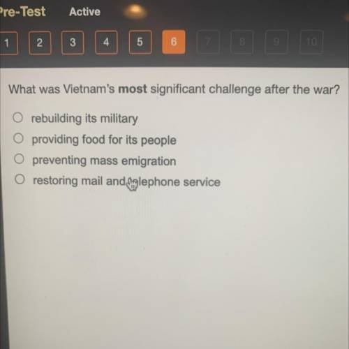 What was Vietnam's most significant challenge after the war?

O rebuilding its military
O providin
