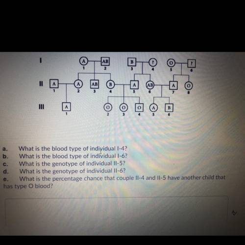 HELP PLEASE !!!

What is the blood type of individual 1-4?
b. What is the blood type of individual
