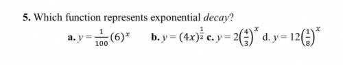 Which function represents exponential decay and why?