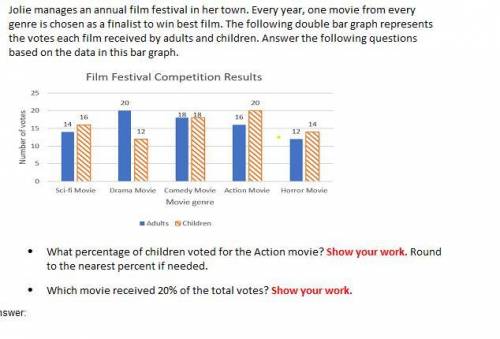 PLEASE HELP

Jolie manages an annual film festival in her town. Every year, one movie from every g
