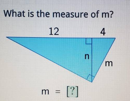 What is the measure of m? 12 4 n m m = [?]Please! Someone helpp​