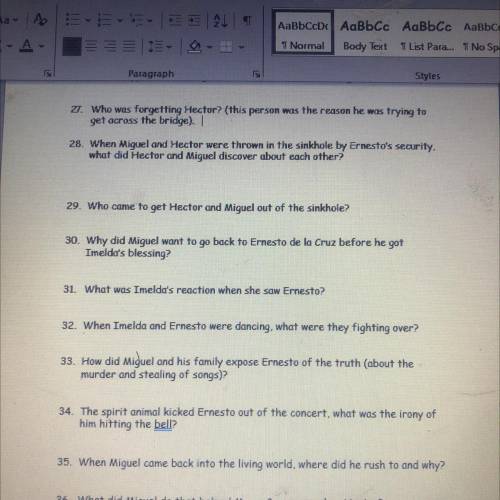 Spanish assignment ::For those who watched the movie Coco, please help me answer these questions.