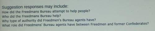 I need 4 to 5 sentences please help!!how did the Freedmans Bureau attempt to help people? Who did t