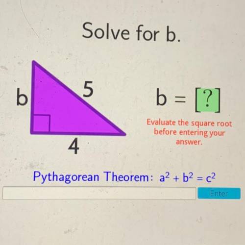 Solve for b pythagorean theorem! someone plz help meeeee