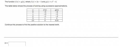The function f(x)=g(x), where f(x)= 2x-5 and g(x)= x^2-6