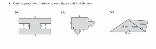 I need help with letter B, find the area
