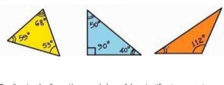 Clasifica los siguientes triángulos de acuerdo con la medida de sus ángulos:

por favor quien me a
