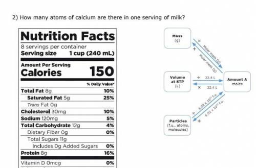How many atoms of calcium are there in one serving of milk?