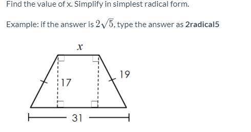 Find the value of x. Simplify in simplest radical form.