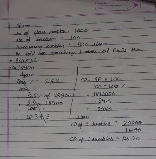 Plz help me to solve this question.

This is of Profit loss and simple interest. Answer is Rs 20 ea