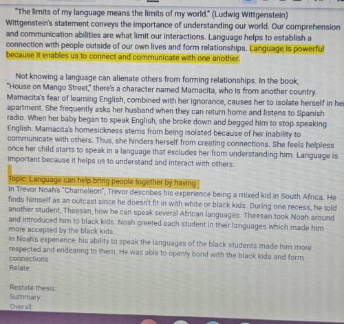 Essay Prompt: Power of Language

Need Help in:- Topic Sentence in 2nd body (I have an idea on how