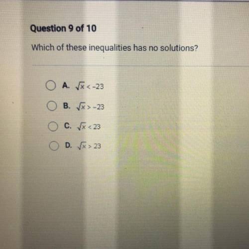 Which of these inequalities has no solutions? PLSS I NEED HELPP ASAPPP