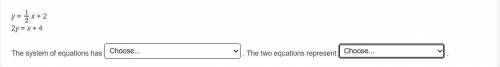 Use substitution. What is the solution to the system of equations? Use the drop-down menus to expla