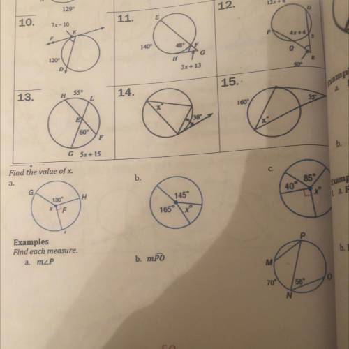 Find each measure question a and b from the second row. With explanation please