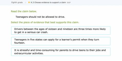Read the claim below.

Teenagers should not be allowed to drive.
Select the piece of evidence that