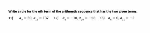 Please help me!!

Write a rule for the nth term of the arithmetic sequence that has the two given