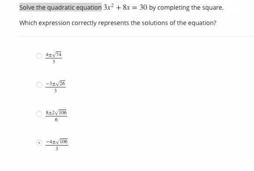Please help Solve the quadratic equation 3x^2+8x=30 by completeing the sqaure.
