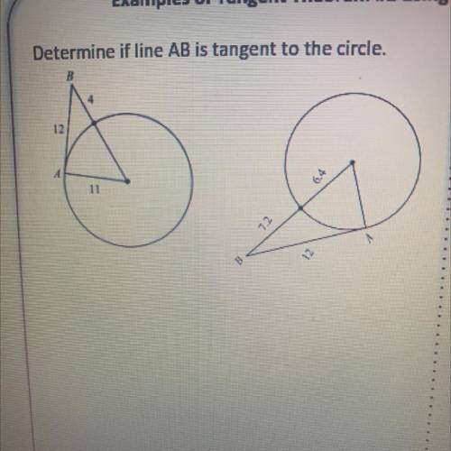 Determine if line AB is tangent to the circle.
Help please