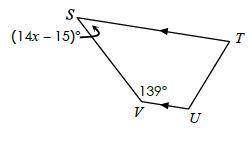 If the quadrilateral below is a trapezoid, find: x=