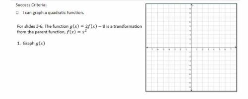 Graphs of Quadratic Functions and their key attributes​

3-6, the function g(x)=2f (x)-8 is a tran