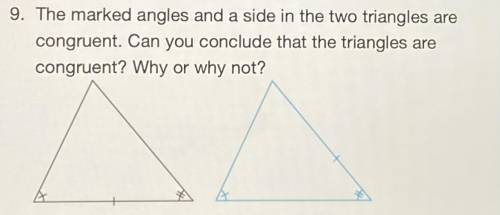 Can someone help me with this math problem? The marked angles and a side in the two triangles are c