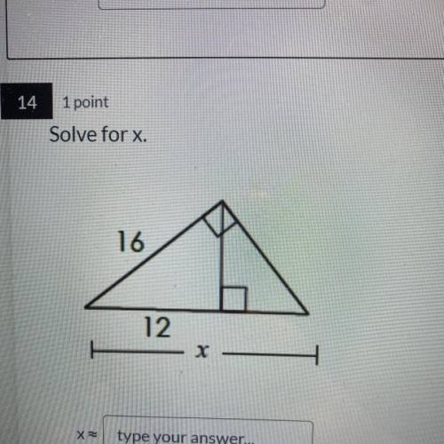 Solve for x using geometric mean leg theorem
