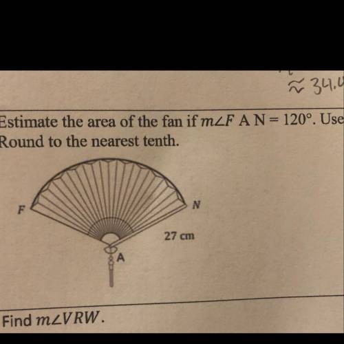 Estimate the area of tje fan if m