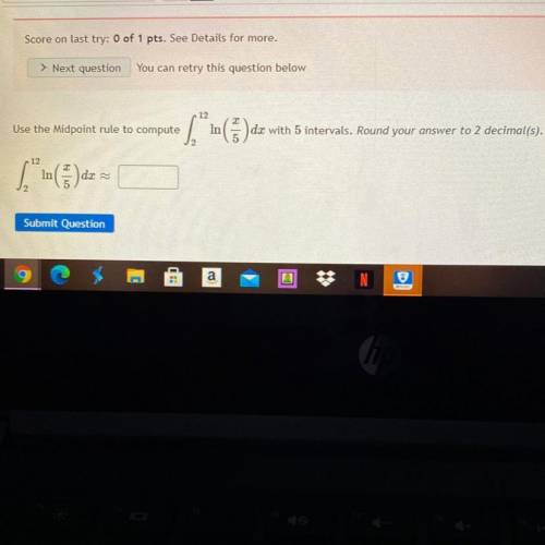 Use the Midpoint rule to compute],

In
5) de with 5 intervals. Round your answer to 2 decimal(s).