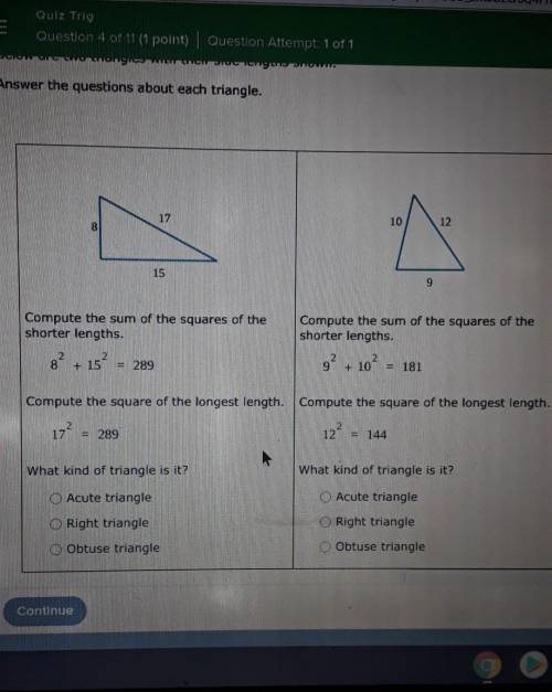 What kind of triangle would both be I already answered the other parts of the question ?​