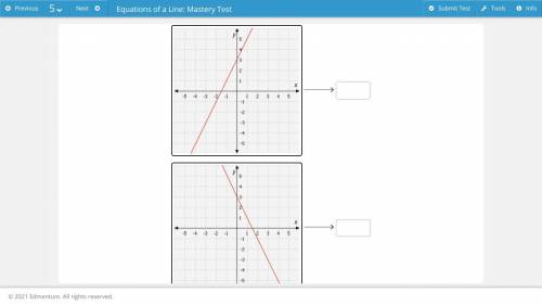 Drag the tiles to the correct boxes to complete the pairs.

Match the equations of the lines with