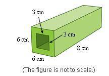 A glass bead has the shape of a rectangular prism with a smaller rectangular prism removed. What is