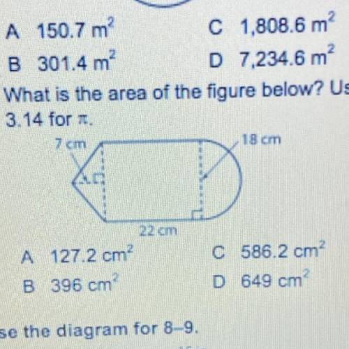 What is the area of the figure below ?Use 3.14 for pi