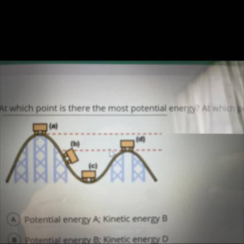 At which point is there the most potential energy? At which point is there the most kinetic energy?