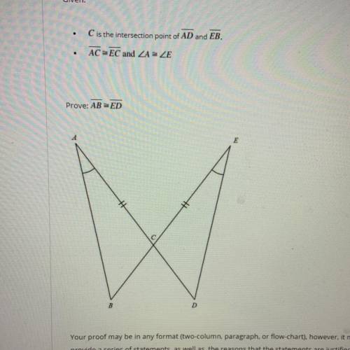 (35 points) GEOMETRY PROOF

Given the picture provided and the following information
1)C is the in