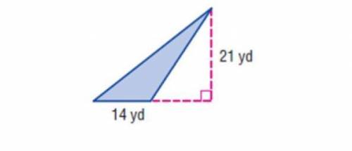 Determine the area of the BLUE triangle.

I tried it a couple times but it keeps saying I'm wrong