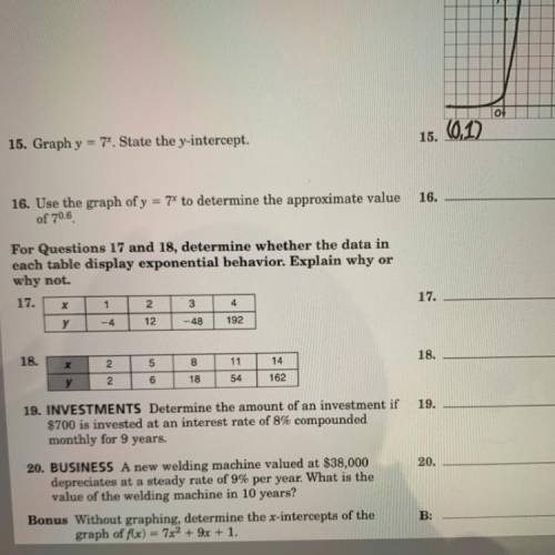 I need help with #16, #17 and #18
