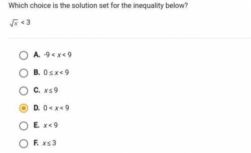 Which choice is the solution set for the inequality below?