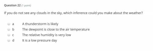 You do not see any clouds in the sky, which inference could you make about the weather?
