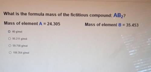 What is the formula mass of the fictitious compound AB2?​