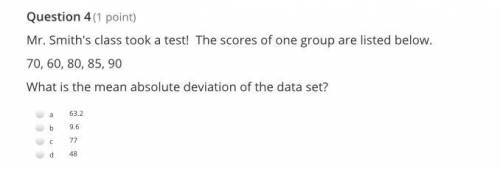 Mr. Smith's class took a test! The scores of one group are listed below.

70, 60, 80, 85, 90
What